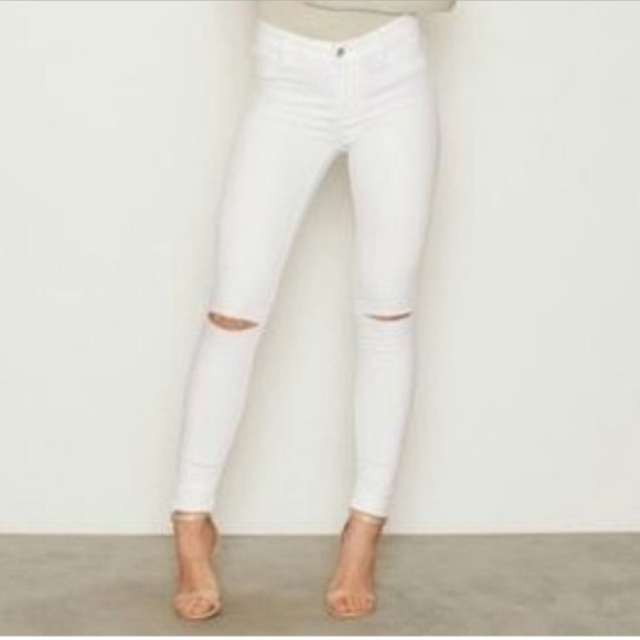 Zara Denim - Zara Distressed Skinny Jeans White